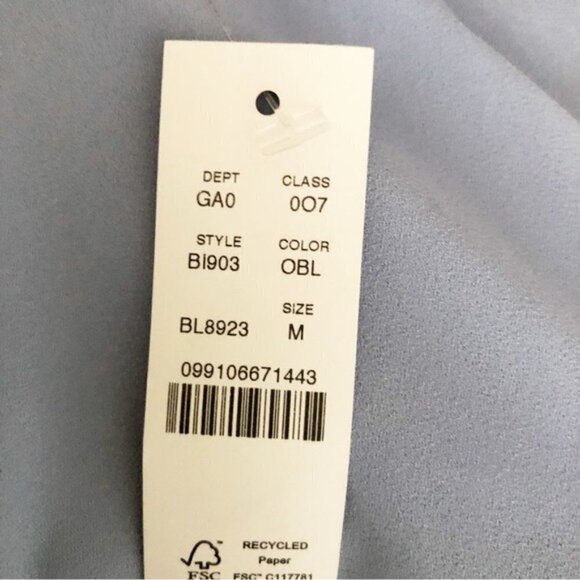 J.Crew Women’s Drapey Blue ruffle‎ tie-neck top - Size Medium - Picture 12 of 14